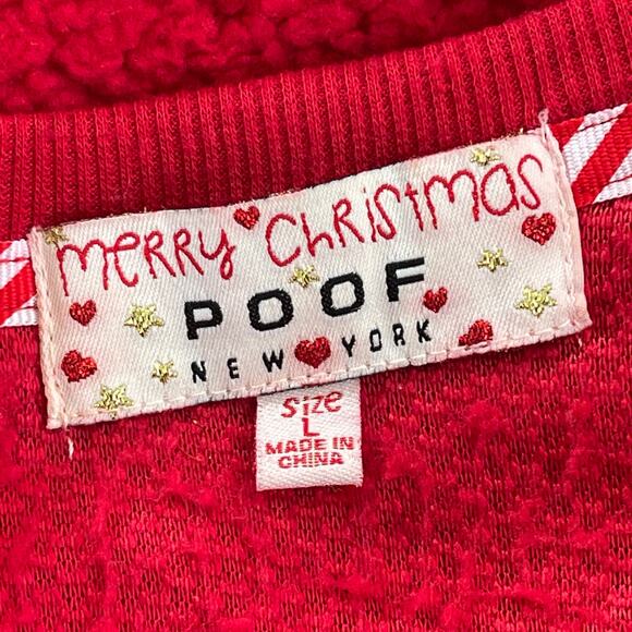 POOF Winter Wonderland Unicorn Sherpa Ugly Christmas Sweater Size Large - Picture 3 of 4